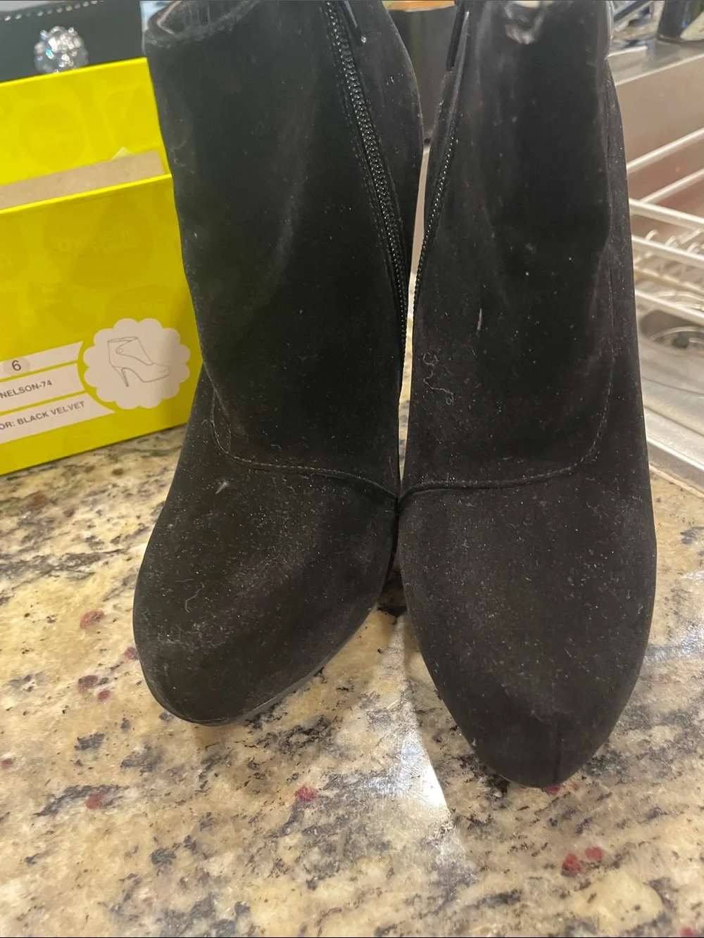 Charlotte Russe Black Suede Ankle Booties with Side Zip